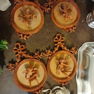 Mostly vintage Christmas decor - ornaments - angels - centerpiece greenery - wreath - platters and more