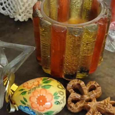 Mostly vintage Christmas decor - ornaments - angels - centerpiece greenery - wreath - platters and more