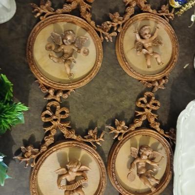 Mostly vintage Christmas decor - ornaments - angels - centerpiece greenery - wreath - platters and more