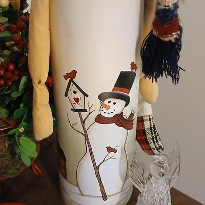 Mostly vintage Christmas decor - ornaments - angels - centerpiece greenery - wreath - platters and more