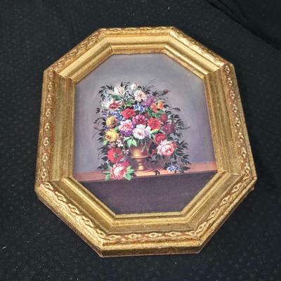 Gold framed Miss Jane Bowles, by the English artist Sir Joshua Reynolds and a pair of vintage Italian Florentine framed floral prints