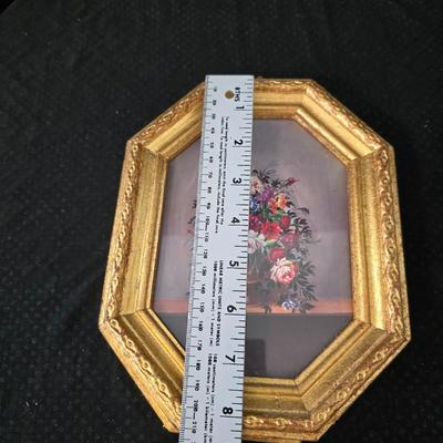 Gold framed Miss Jane Bowles, by the English artist Sir Joshua Reynolds and a pair of vintage Italian Florentine framed floral prints