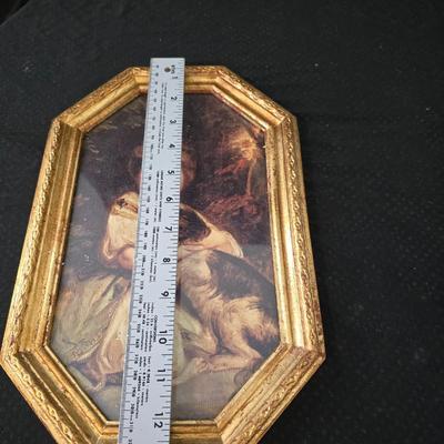 Gold framed Miss Jane Bowles, by the English artist Sir Joshua Reynolds and a pair of vintage Italian Florentine framed floral prints