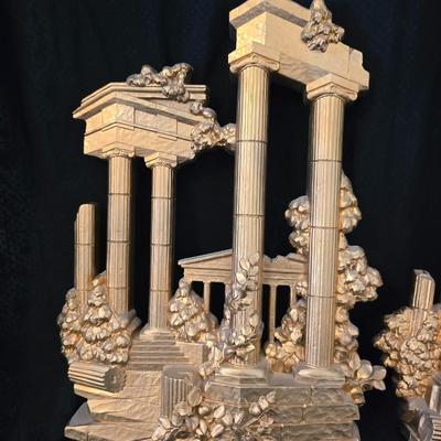 Two-Piece Homco Roman Ruins wall decor and a wall shelf
