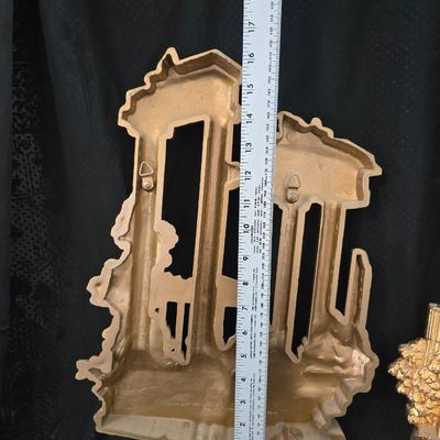 Two-Piece Homco Roman Ruins wall decor and a wall shelf