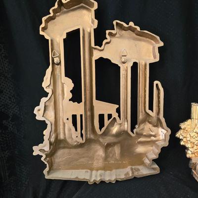 Two-Piece Homco Roman Ruins wall decor and a wall shelf