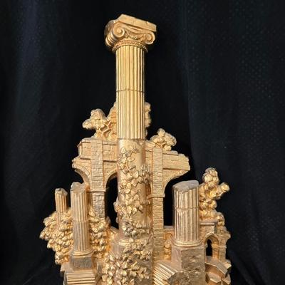 Two-Piece Homco Roman Ruins wall decor and a wall shelf