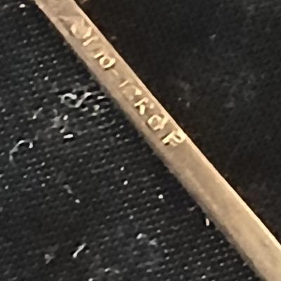 Barber tin with 12 K GF antiques glasses, Doan's pills tin, skeleton keys, Strong set shaving brush,