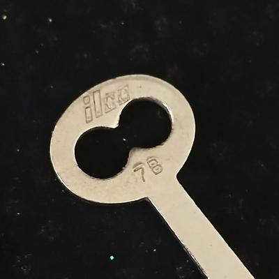 Barber tin with 12 K GF antiques glasses, Doan's pills tin, skeleton keys, Strong set shaving brush,