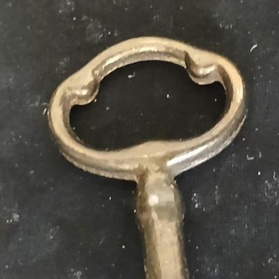 Barber tin with 12 K GF antiques glasses, Doan's pills tin, skeleton keys, Strong set shaving brush,