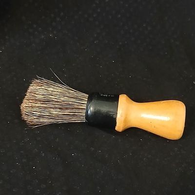 Barber tin with 12 K GF antiques glasses, Doan's pills tin, skeleton keys, Strong set shaving brush,