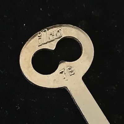 Barber tin with 12 K GF antiques glasses, Doan's pills tin, skeleton keys, Strong set shaving brush,