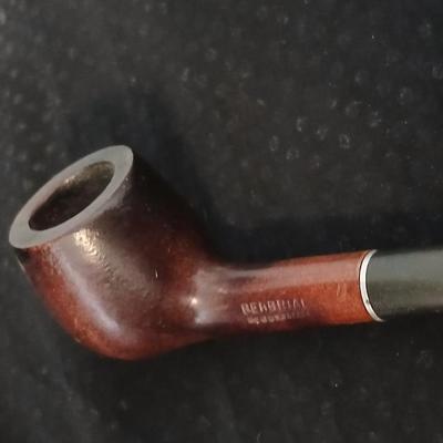 Vintage Berbriar Tobacco pipe, Evans lighter and a framed Harley bike print