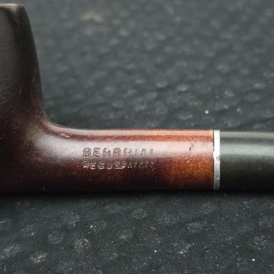 Vintage Berbriar Tobacco pipe, Evans lighter and a framed Harley bike print