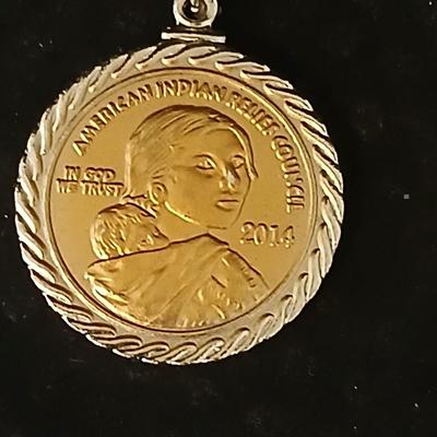 2014 & 2015 American Indian Relief Council coin pendants with chains