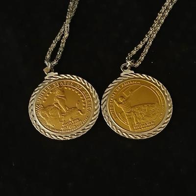 2014 & 2015 American Indian Relief Council coin pendants with chains