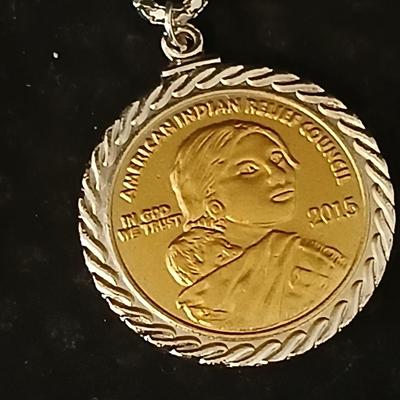 2014 & 2015 American Indian Relief Council coin pendants with chains