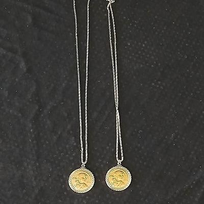 2014 & 2015 American Indian Relief Council coin pendants with chains