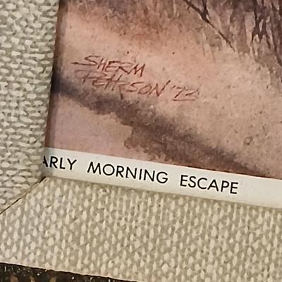 Wooden musical box with an inlay design of a flying pheasant - Sankyo Orpheus music box movement - Sherm Pehrson "Early Morning...