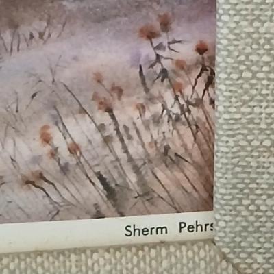 Wooden musical box with an inlay design of a flying pheasant - Sankyo Orpheus music box movement - Sherm Pehrson "Early Morning...