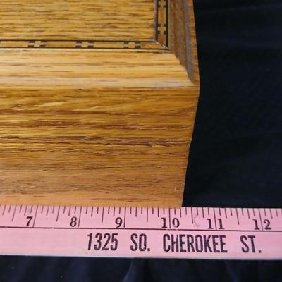 Wooden musical box with an inlay design of a flying pheasant - Sankyo Orpheus music box movement - Sherm Pehrson "Early Morning...