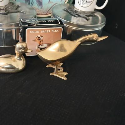 It's all about the Mallards! Mallard ducks in flight tin - Duck mugs - Solid Brass ducks - two additional duck themed tins