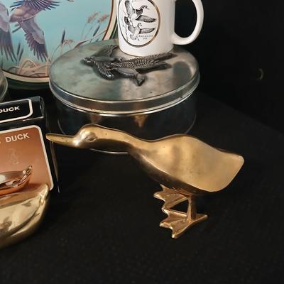 It's all about the Mallards! Mallard ducks in flight tin - Duck mugs - Solid Brass ducks - two additional duck themed tins