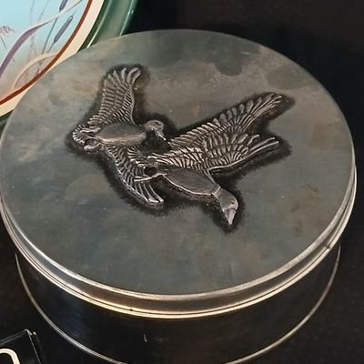 It's all about the Mallards! Mallard ducks in flight tin - Duck mugs - Solid Brass ducks - two additional duck themed tins