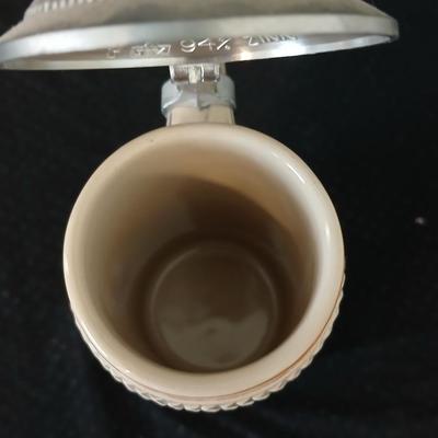 Two vintage German lidded porcelain beer steins - Gerz West Germany marked and Swiss Musical Mapsa