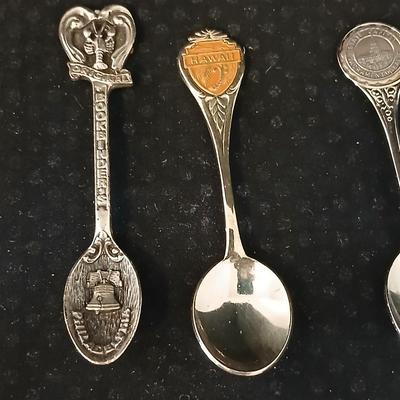 Small collectible souvenir spoons - Montana - Sterling marked New Orleans - Hawaii - and more
