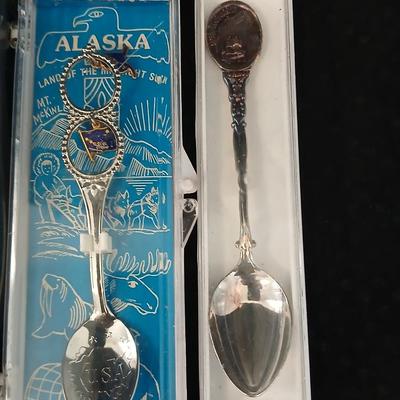 Collection of Souvenir spoons - One Sterling silver - Alaska - San Diego - New Mexico - and more