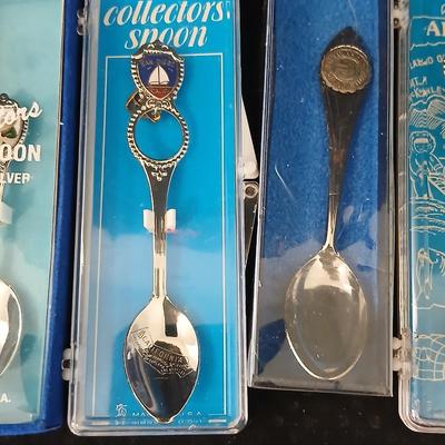 Collection of Souvenir spoons - One Sterling silver - Alaska - San Diego - New Mexico - and more
