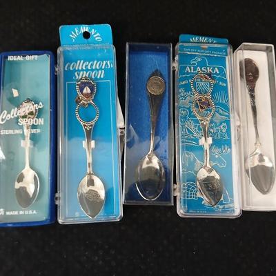 Collection of Souvenir spoons - One Sterling silver - Alaska - San Diego - New Mexico - and more