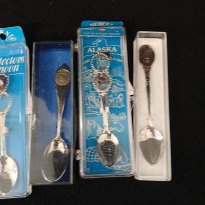 Collection of Souvenir spoons - One Sterling silver - Alaska - San Diego - New Mexico - and more