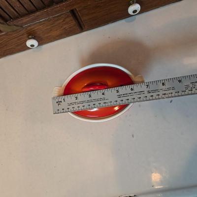 1950s Flame Cocotte Single Small Lidded Oval Pot 2 Cups Vintage Descoware Belgium Cast Iron Enameled French Cookware