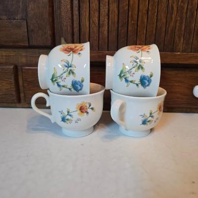 Noritake Versatone Asian Bouquet pattern - 4-piece place setting Plates with oval bowl, sugar & creamer, platter & mugs