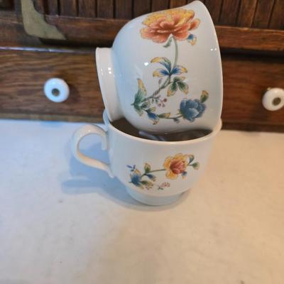 Noritake Versatone Asian Bouquet pattern -Assorted replacement plates & mugs with white corelle bowls