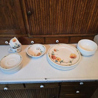 Noritake Versatone Asian Bouquet pattern -Assorted replacement plates & mugs with white corelle bowls