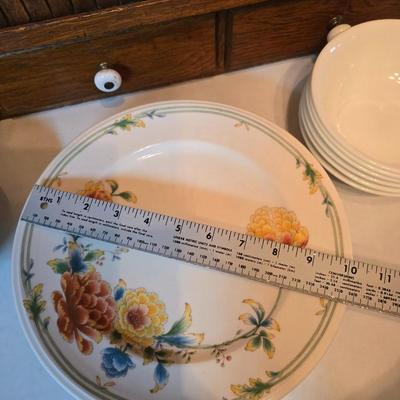 Noritake Versatone Asian Bouquet pattern -Assorted replacement plates & mugs with white corelle bowls