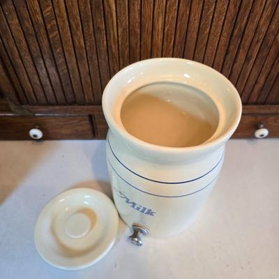 Cow shaped cutting board - Milk cookie jar- Crock with lid