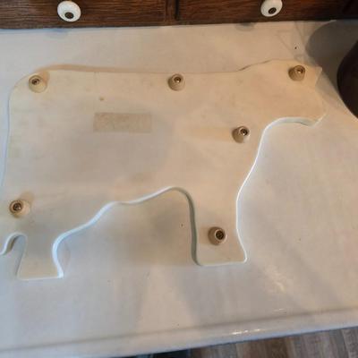 Cow shaped cutting board - Milk cookie jar- Crock with lid