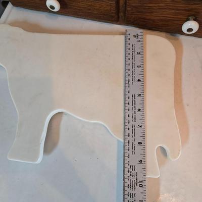 Cow shaped cutting board - Milk cookie jar- Crock with lid