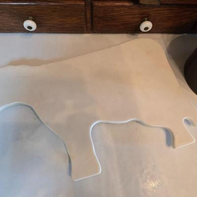 Cow shaped cutting board - Milk cookie jar- Crock with lid