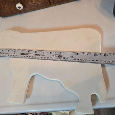 Cow shaped cutting board - Milk cookie jar- Crock with lid