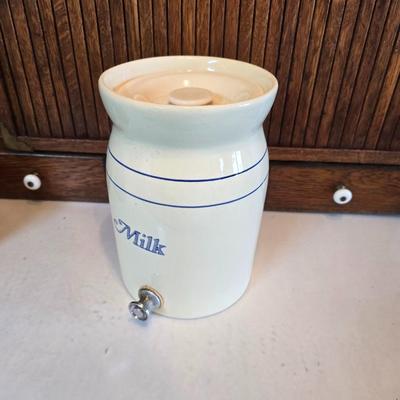 Cow shaped cutting board - Milk cookie jar- Crock with lid