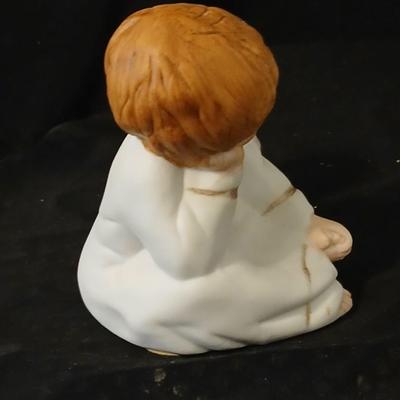 Two angel musical figures - and two small Enesco pocelain figures