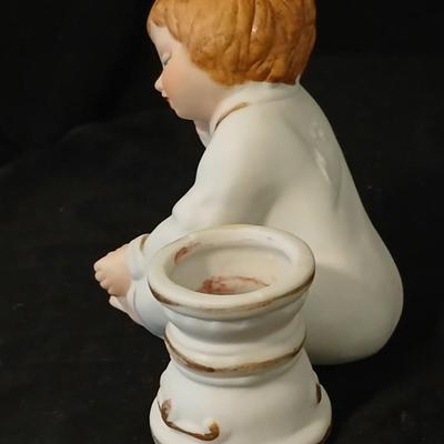 Two angel musical figures - and two small Enesco pocelain figures