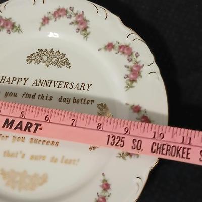 Wilton wedding Cake topper - Anniversary plate - 50th anniversary precious moments Bell - Bianca floral platter and a pink tone lace...