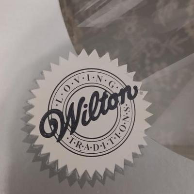 Wilton wedding Cake topper - Anniversary plate - 50th anniversary precious moments Bell - Bianca floral platter and a pink tone lace...