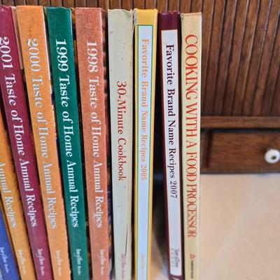 Vintage hand-hewn white birch dough bowl - cookbooks - apron - and other kitchen items